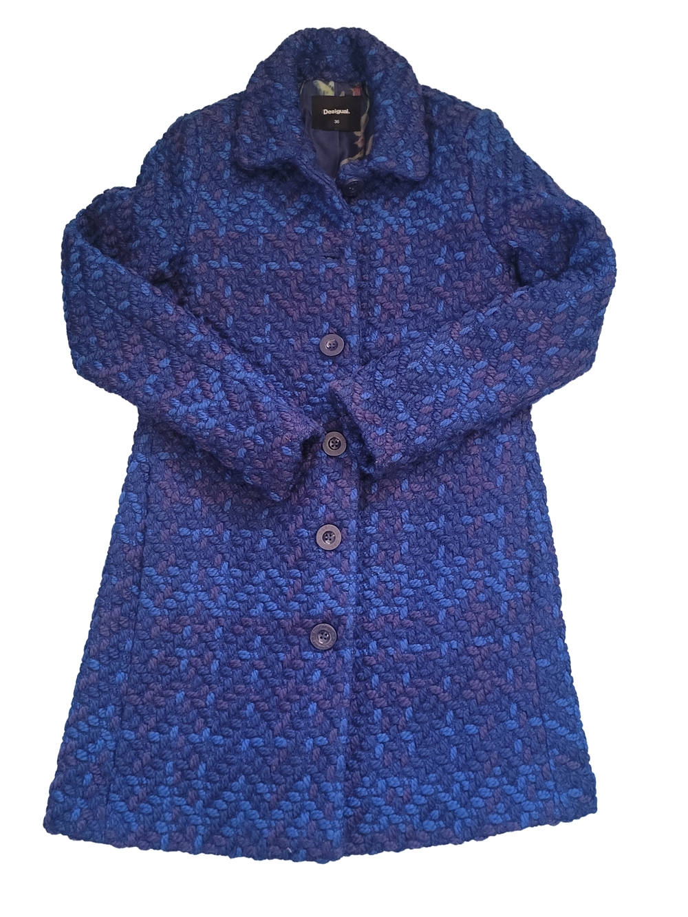 Desigual Women's Blue Textured Button-Front Coat